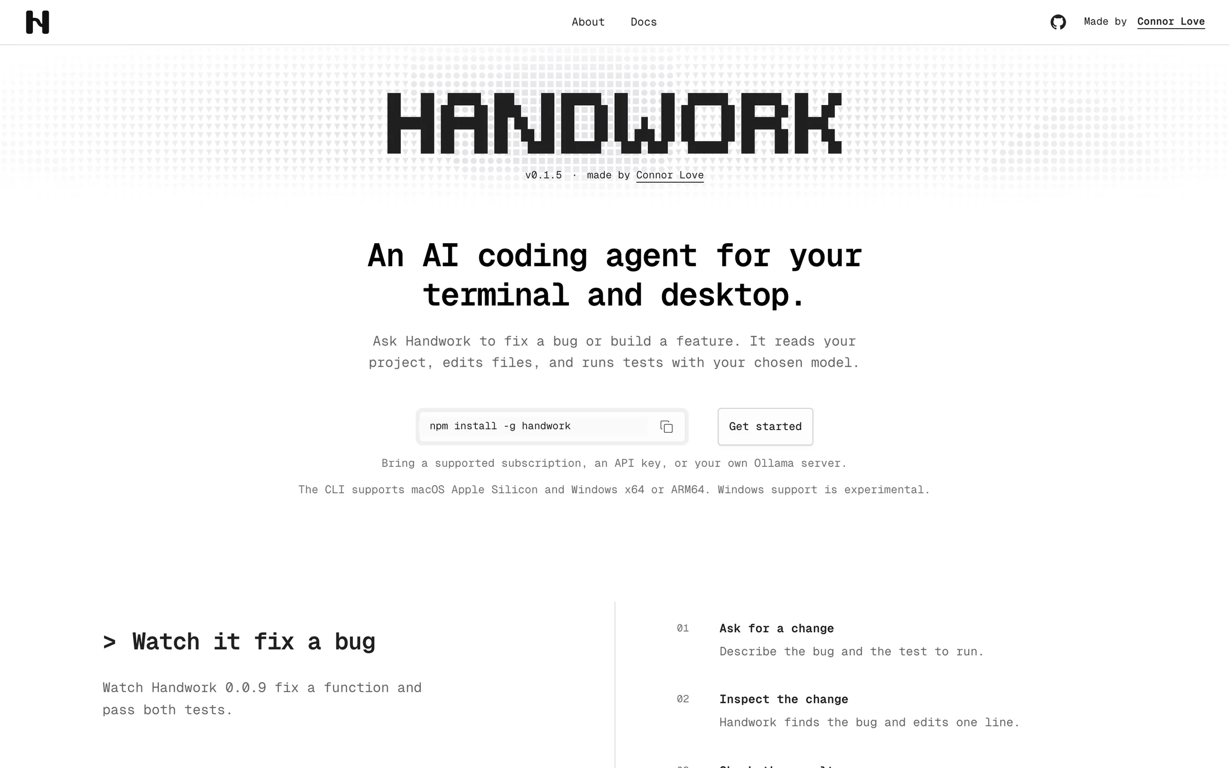 Handwork: an AI coding agent for your terminal and desktop.